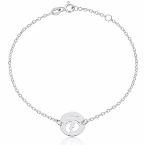 PULSERA PLATA 925MM PIES + NOMBRE - 12MM