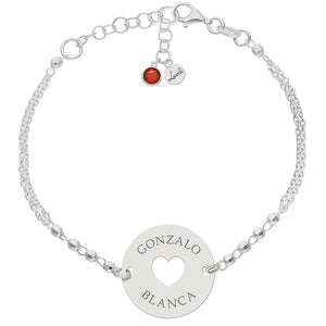 PULSERA PLATA 925MM FORZADA + BOLAS - NOMBRES + CORAZON
