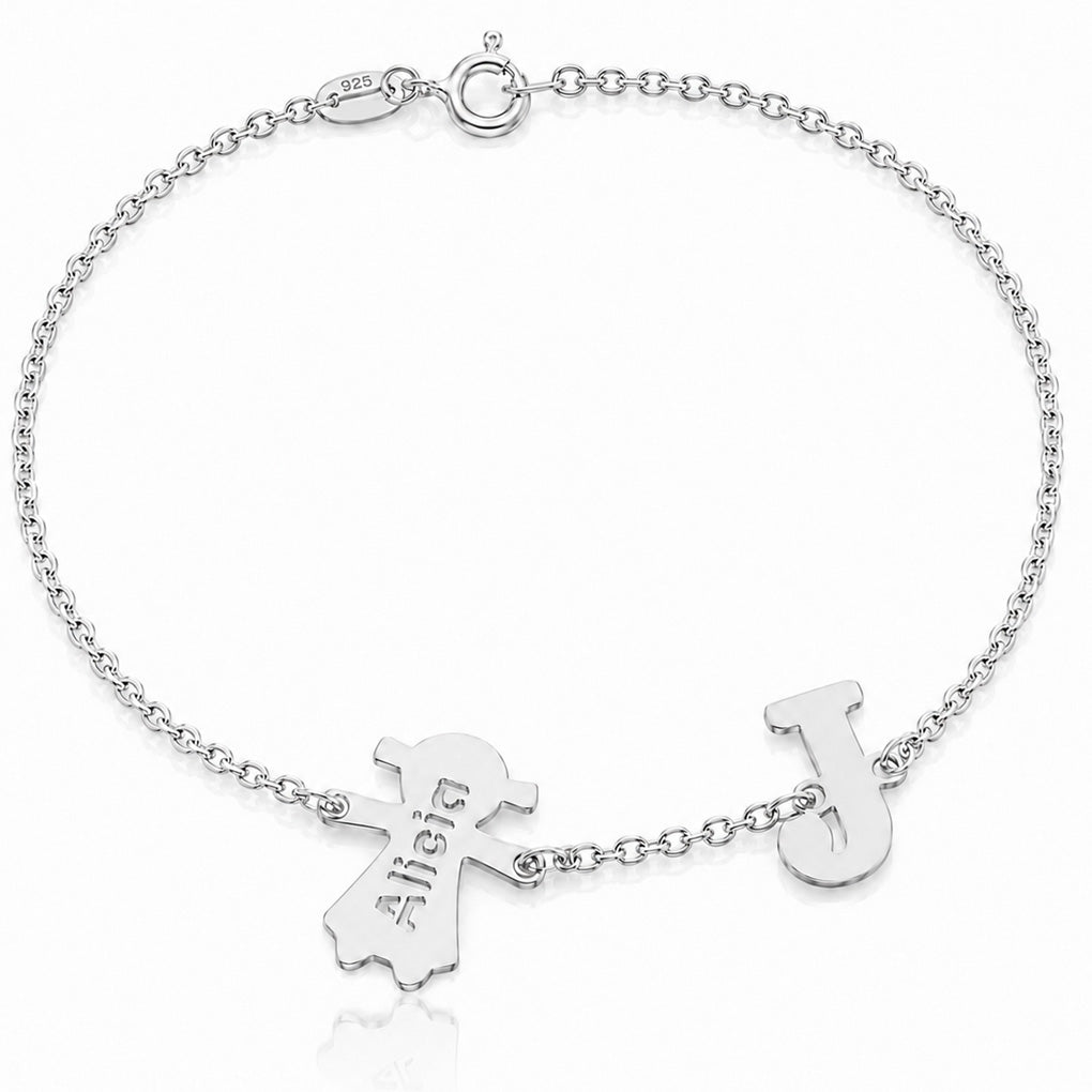 PULSERA PLATA 925MM NIÑA + INICIAL