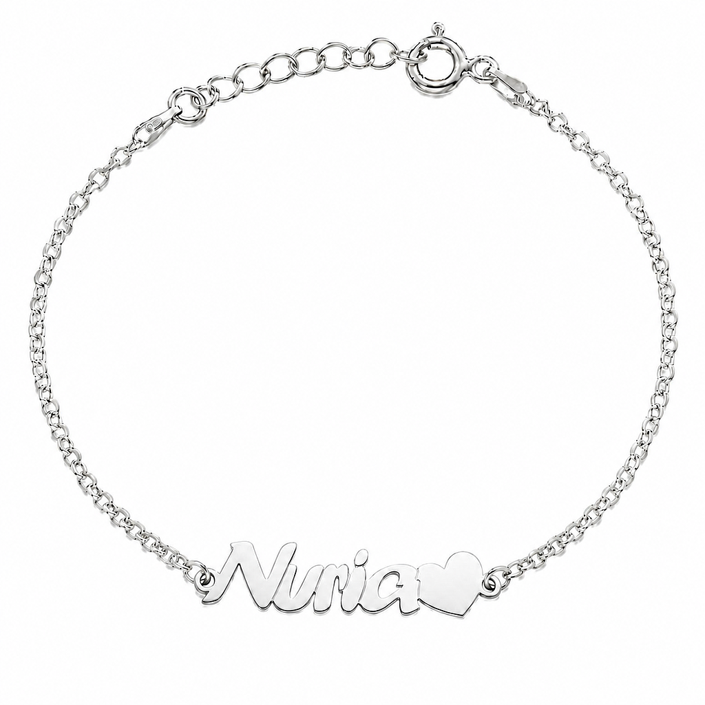 PULSERA PLATA 925MM NOMBRE + CORAZON