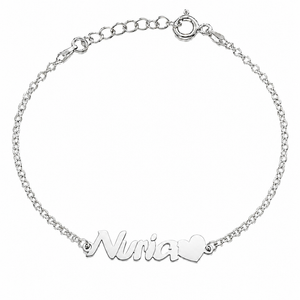 PULSERA PLATA 925MM NOMBRE + CORAZON