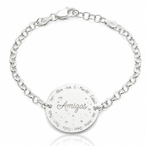 PULSERA PLATA 925MM AMIGAS ESTRELLAS + CORAZONES - 25MM