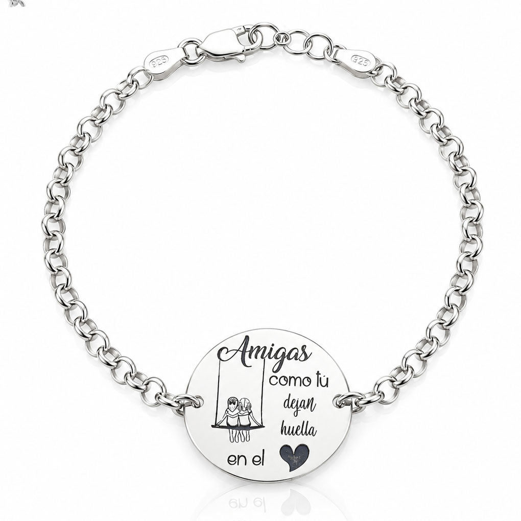 PULSERA PLATA 925MM AMIGAS HUELLAS - 23MM