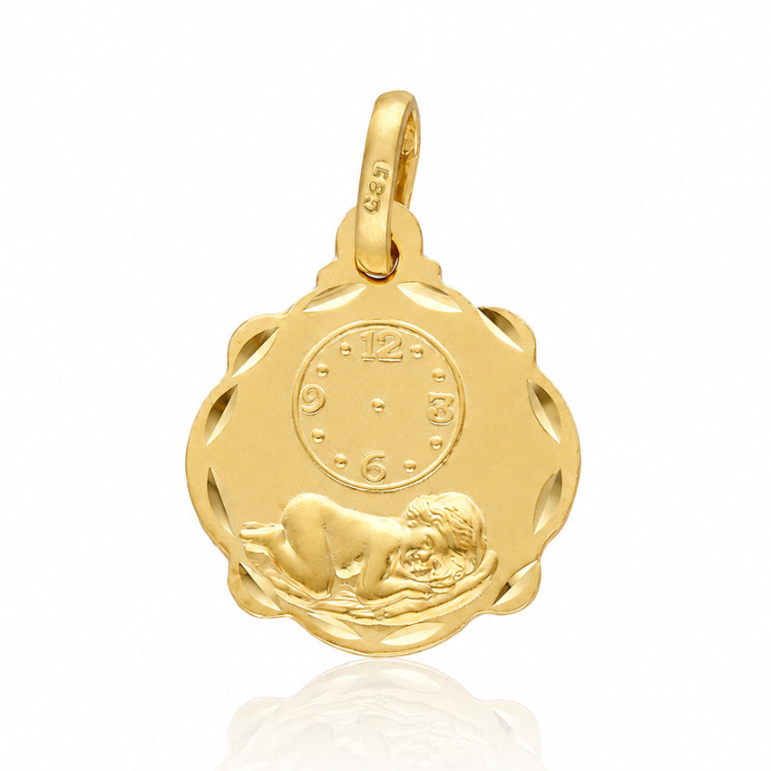 MEDALLA PLATA CHAPADA EN ORO RELOJ - 16x20MM