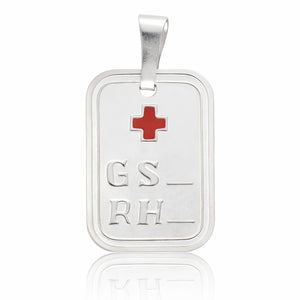 PLACA PLATA 925MM GRUPO SANGUINEO PEQUEÑO - 14x20MM