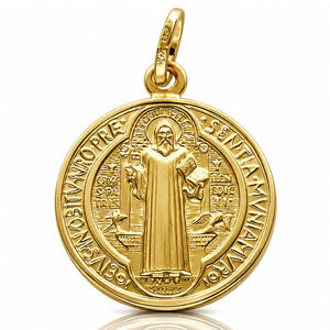 MEDALLA PLATA CHAPADA EN ORO SAN BENITO - 20MM