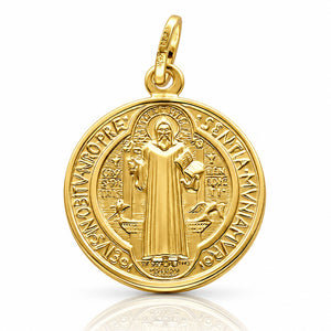 MEDALLA PLATA CHAPADA EN ORO SAN BENITO - 17MM