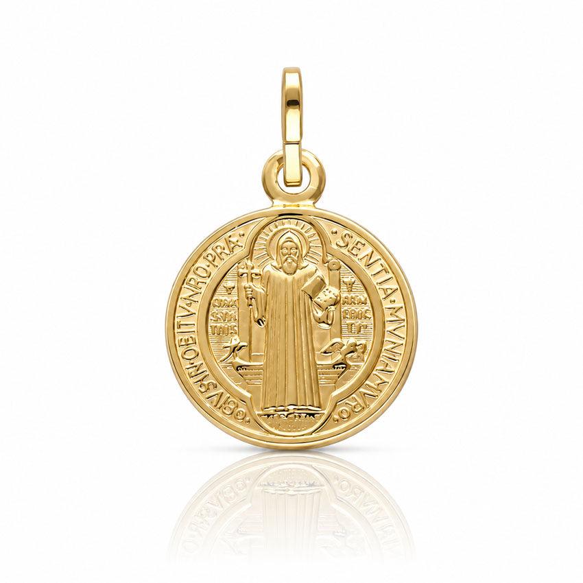 MEDALLA PLATA CHAPADA EN ORO SAN BENITO - 15MM