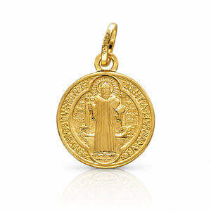 MEDALLA PLATA CHAPADA EN ORO SAN BENITO - 12MM