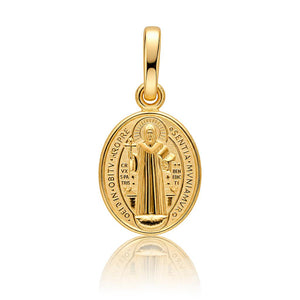 MEDALLA PLATA CHAPADA EN ORO SAN BENITO OVAL - 8x12MM