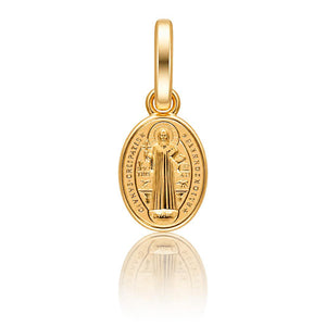 MEDALLA PLATA CHAPADA EN ORO SAN BENITO OVAL - 6x10MM