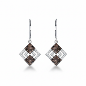 PENDIENTES PLATA 925MM CIRCONITAS MARRONES