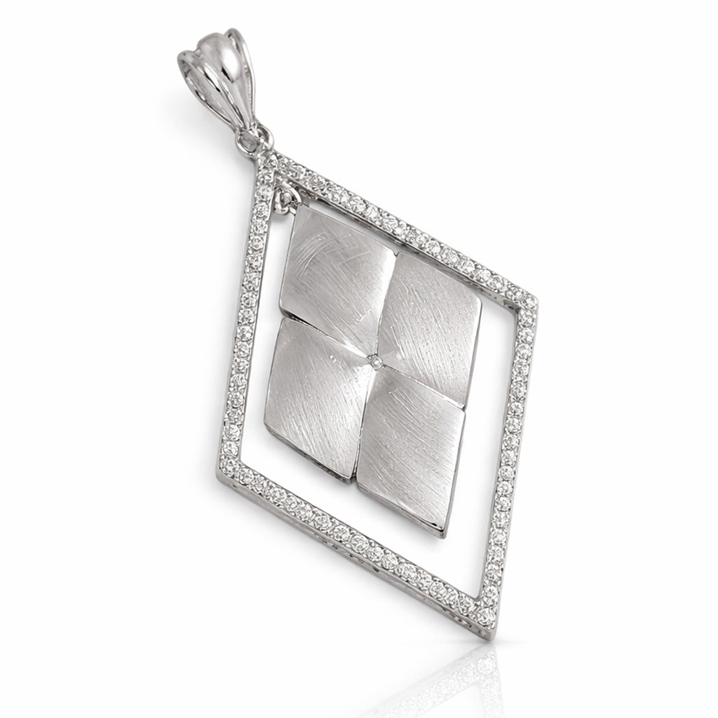 COLGANTE PLATA 925MM ROMBO CIRCONITAS