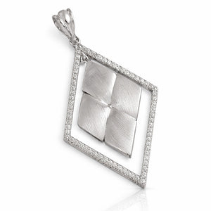 COLGANTE PLATA 925MM ROMBO CIRCONITAS