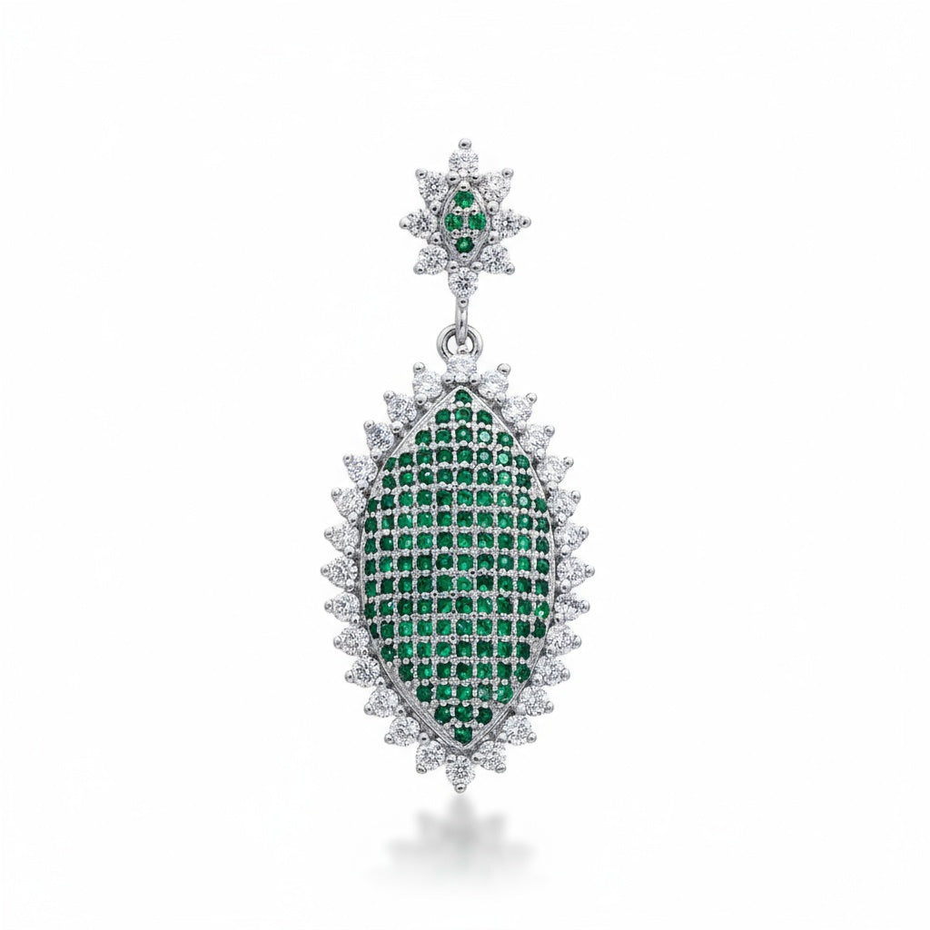 COLGANTE PLATA 925MM CIRCONITAS VERDES