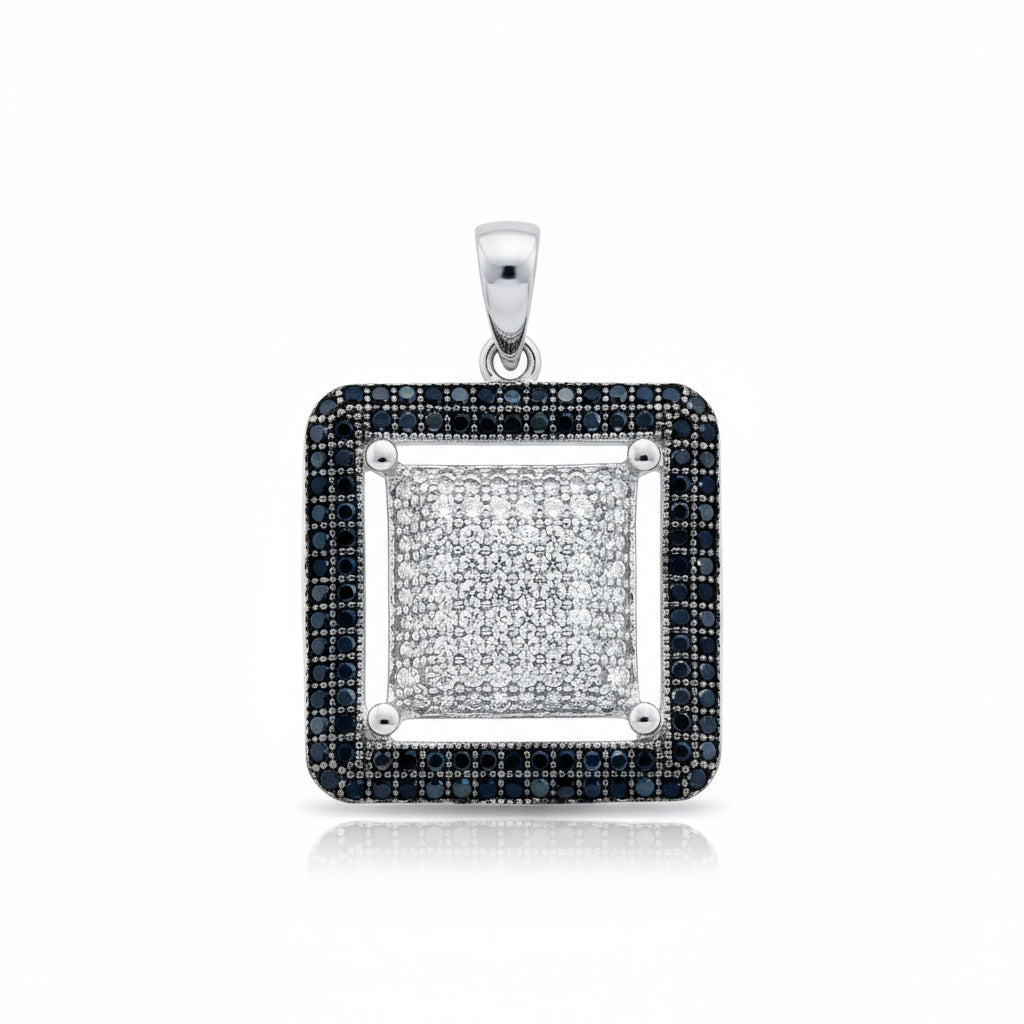 COLGANTE PLATA 925MM CUADRADO CIRCONITAS