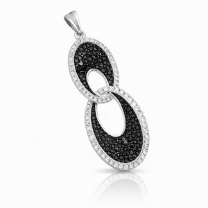 COLGANTE PLATA 925MM CIRCONITAS NEGRAS