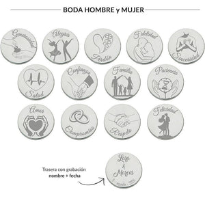 ARRAS PERSONALIZADAS BODA HOMBRE + MUJER · PLATA DE LEY