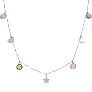 GARGANTILLA PLATA 925MM MIX CHARMS+PIEDRAS