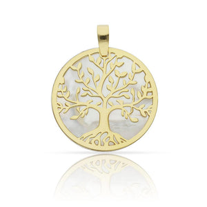 COLGANTE PLATA CHAPADA ORO ARBOL DE LA VIDA NACAR - 25MM