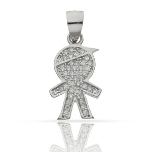 COLGANTE PLATA 925MM NIÑO CIRCONITAS - 10x14MM