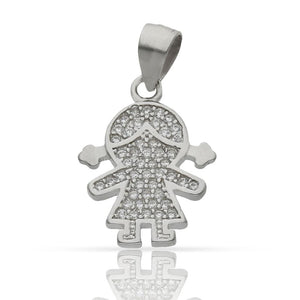 COLGANTE PLATA 925MM NIÑA CIRCONITAS - 13x14MM