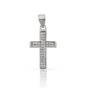 CRUZ PLATA 925MM CIRCONITAS - 12x21MM