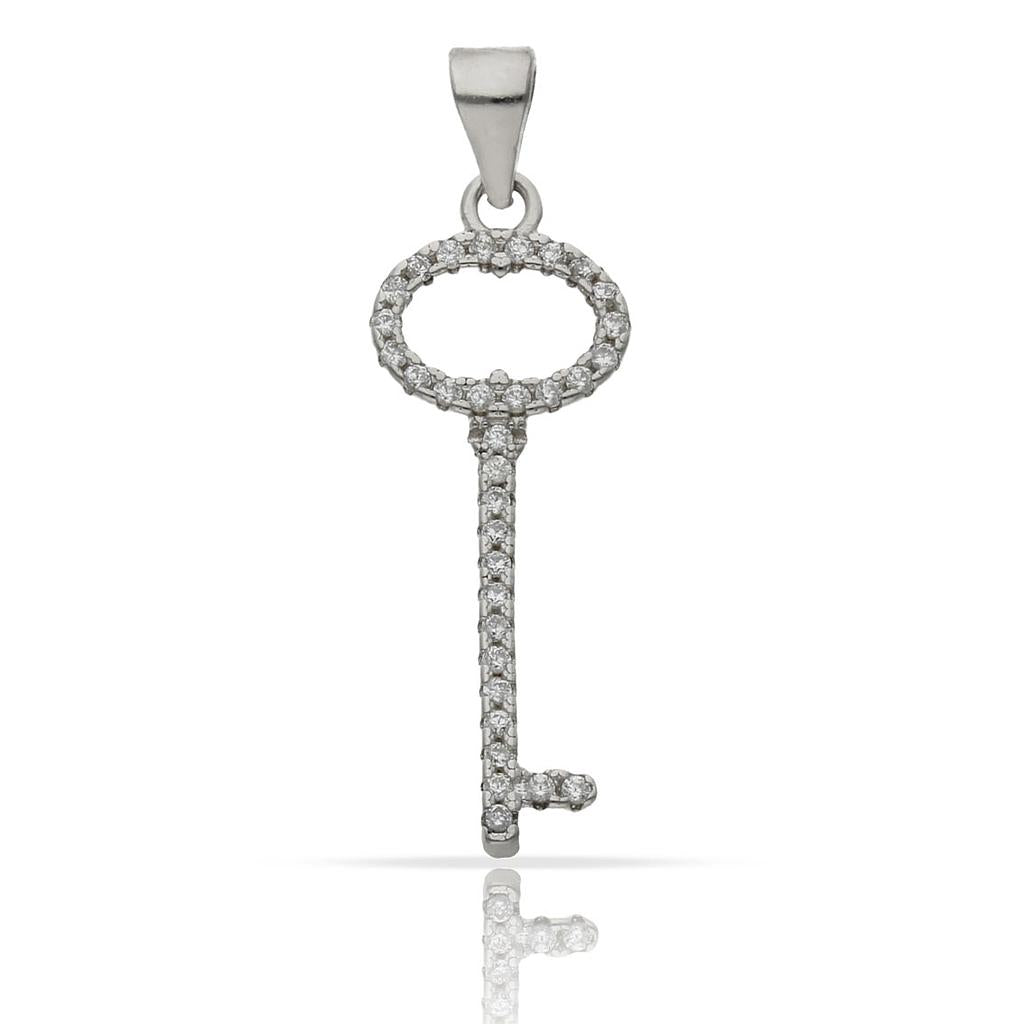 COLGANTE PLATA 925MM LLAVE CIRCONITAS - 10x25MM