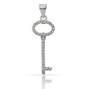 COLGANTE PLATA 925MM LLAVE CIRCONITAS - 10x25MM