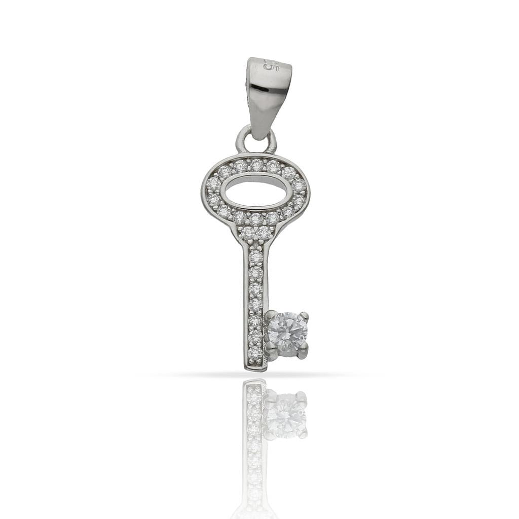 COLGANTE PLATA 925MM LLAVE CIRCONITAS - 8x17MM