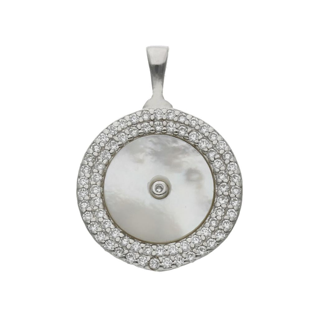 COLGANTE PLATA 925MM CIRCULO NACAR - 15MM