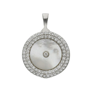COLGANTE PLATA 925MM CIRCULO NACAR - 15MM