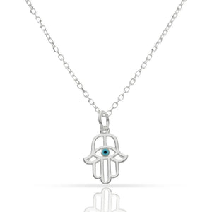 GARGANTILLA PLATA 925MM MANO DE FATIMA + OJO TURCO