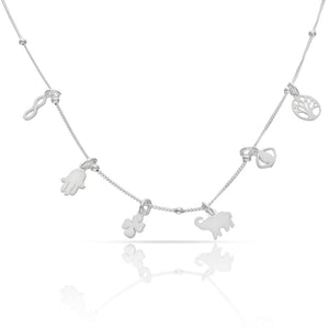 GARGANTILLA PLATA 925MM MINI CHARMS AMULETOS ESMALTADOS