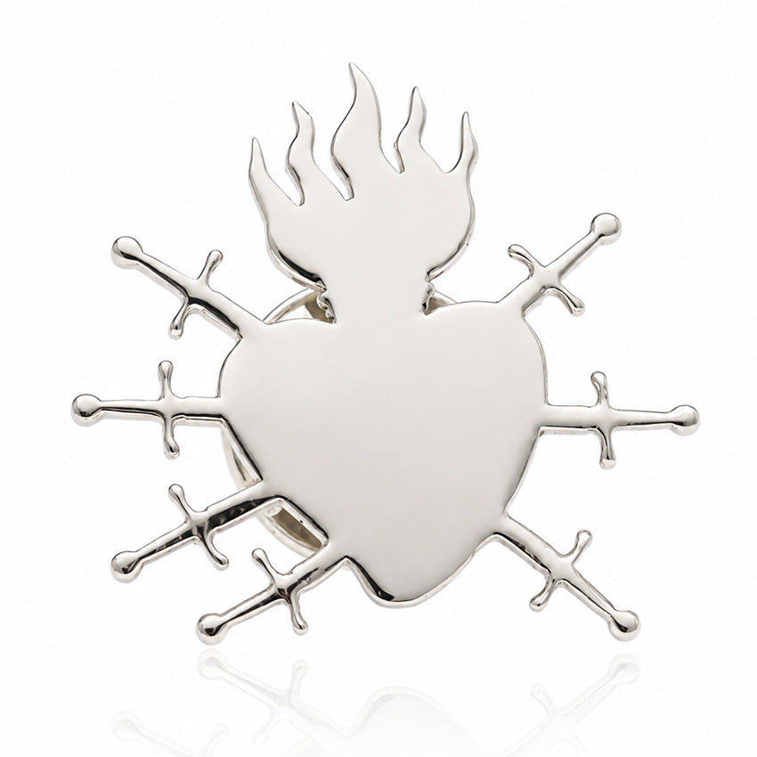 PIN PLATA 925MM CORAZON VIRGEN DE LOS DOLORES