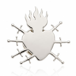 PIN PLATA 925MM CORAZON VIRGEN DE LOS DOLORES