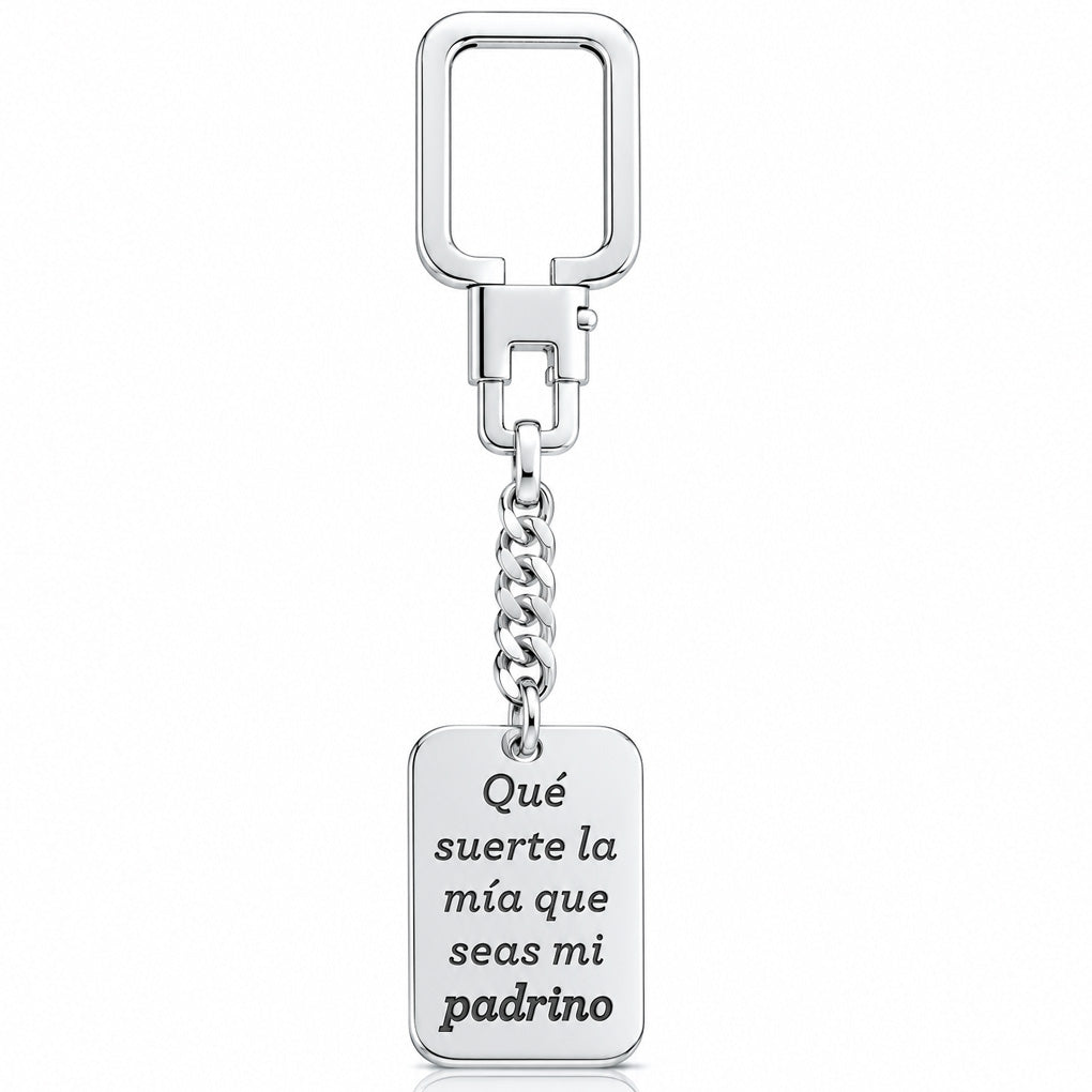 LLAVERO RECTANGULAR PLATA 925MM · PADRINO