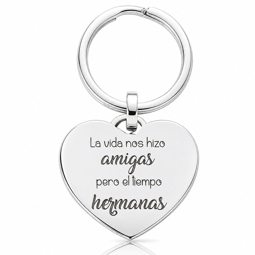 LLAVERO CORAZON PLATA 925MM · AMIGAS