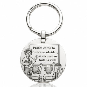 LLAVERO REDONDO PLATA 925MM · PROFESOR + FRASE