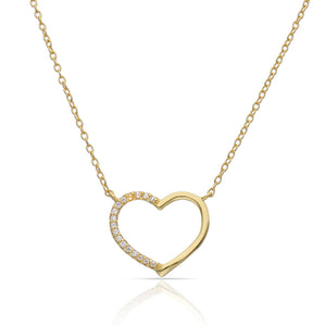 GARGANTILLA PLATA CHAPADA EN ORO CORAZON CIRCONITAS