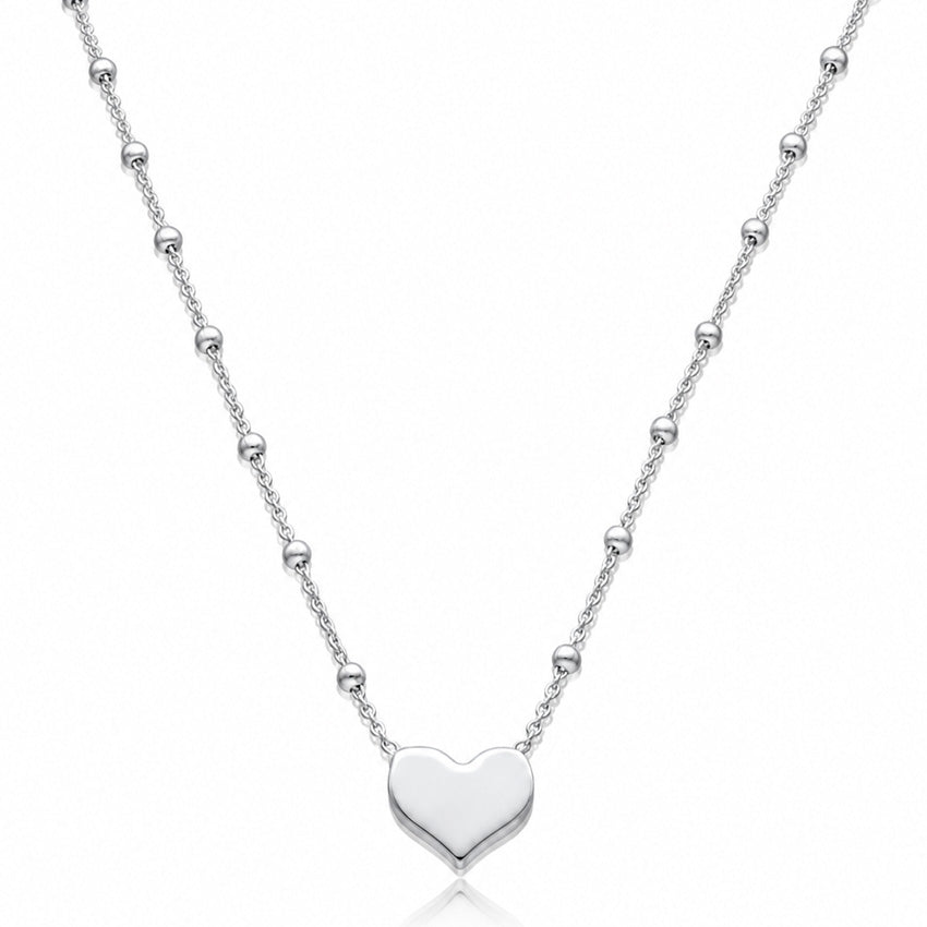 GARGANTILLA PLATA 925MM CORAZON + BOLAS