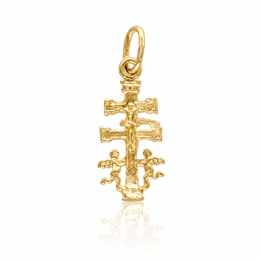 CRUZ PLATA CHAPADA EN ORO CARAVACA - 10x23MM