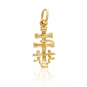 CRUZ PLATA CHAPADA EN ORO CARAVACA - 10x23MM