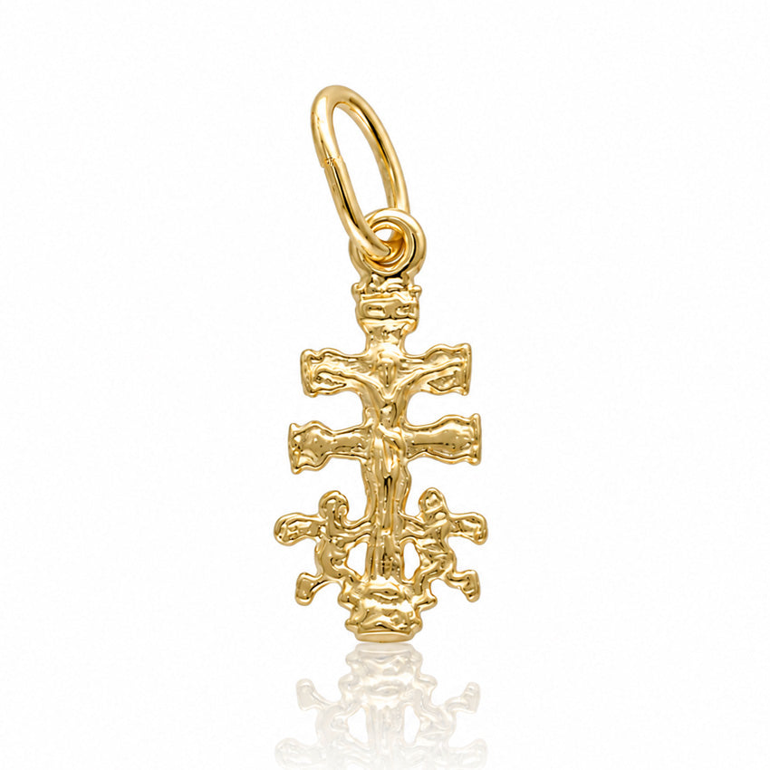 CRUZ PLATA CHAPADA EN ORO CARAVACA - 8x17MM