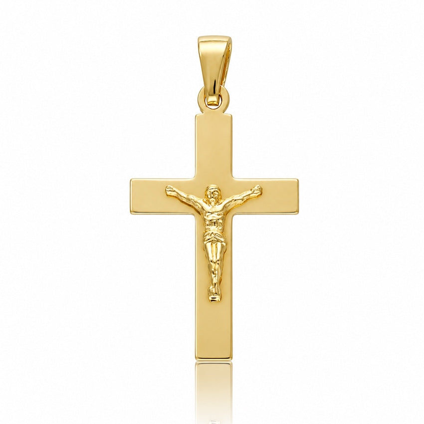CRUZ PLATA CHAPADA EN ORO CRISTO - 20x34MM