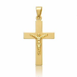 CRUZ PLATA CHAPADA EN ORO CRISTO - 20x34MM