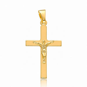 CRUZ PLATA CHAPADA EN ORO CRISTO - 20x34MM
