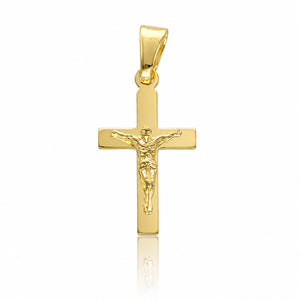 CRUZ PLATA CHAPADA EN ORO CRISTO - 13x24MM
