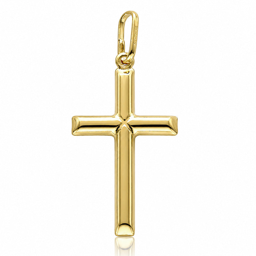 CRUZ PLATA CHAPADA PALO LISO - 20x38MM