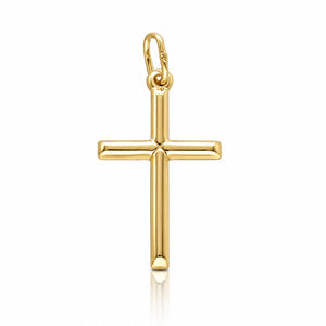CRUZ PLATA CHAPADA PALO LISO - 18x30MM